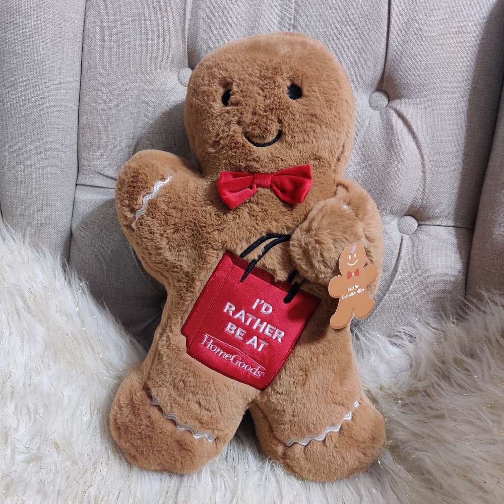 Id Rather Be At HomeGoods Gingerbread Girl Throw Pillow Christmas Shopping Nwt